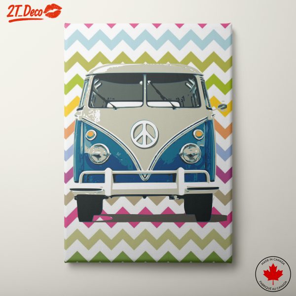 Vintage Volkswagen Bus Against Colorful Background