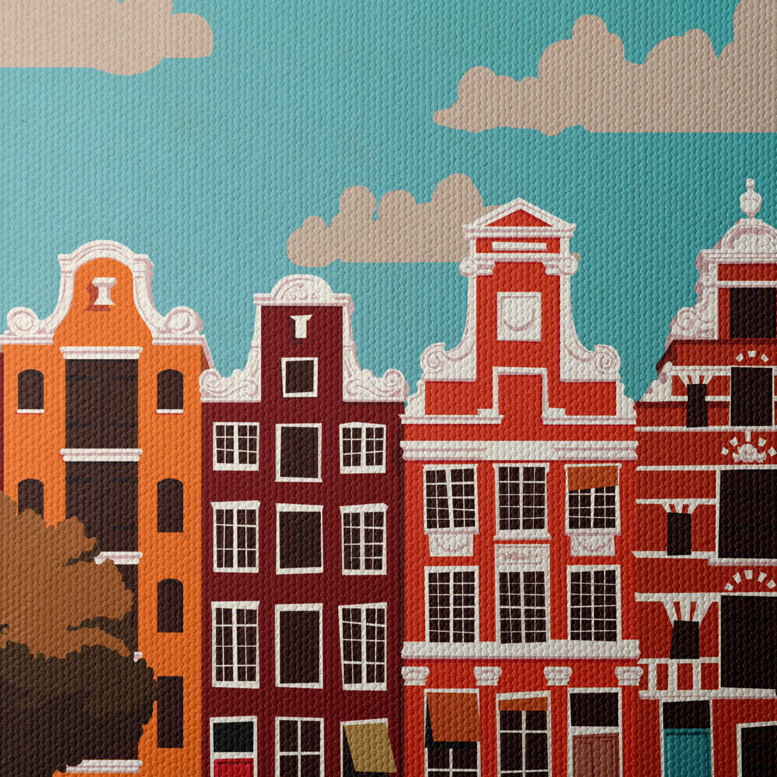 Stylized Amsterdam Cityscape Art - Image 4