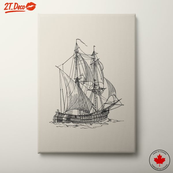 Vintage Nautical Illustration of a Sailing Ship