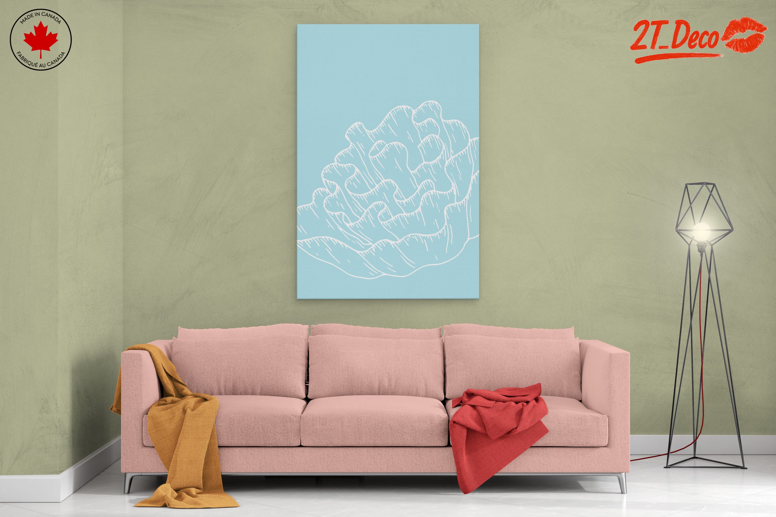 Stylized Coral Artwork in Soft Blue - Image 2