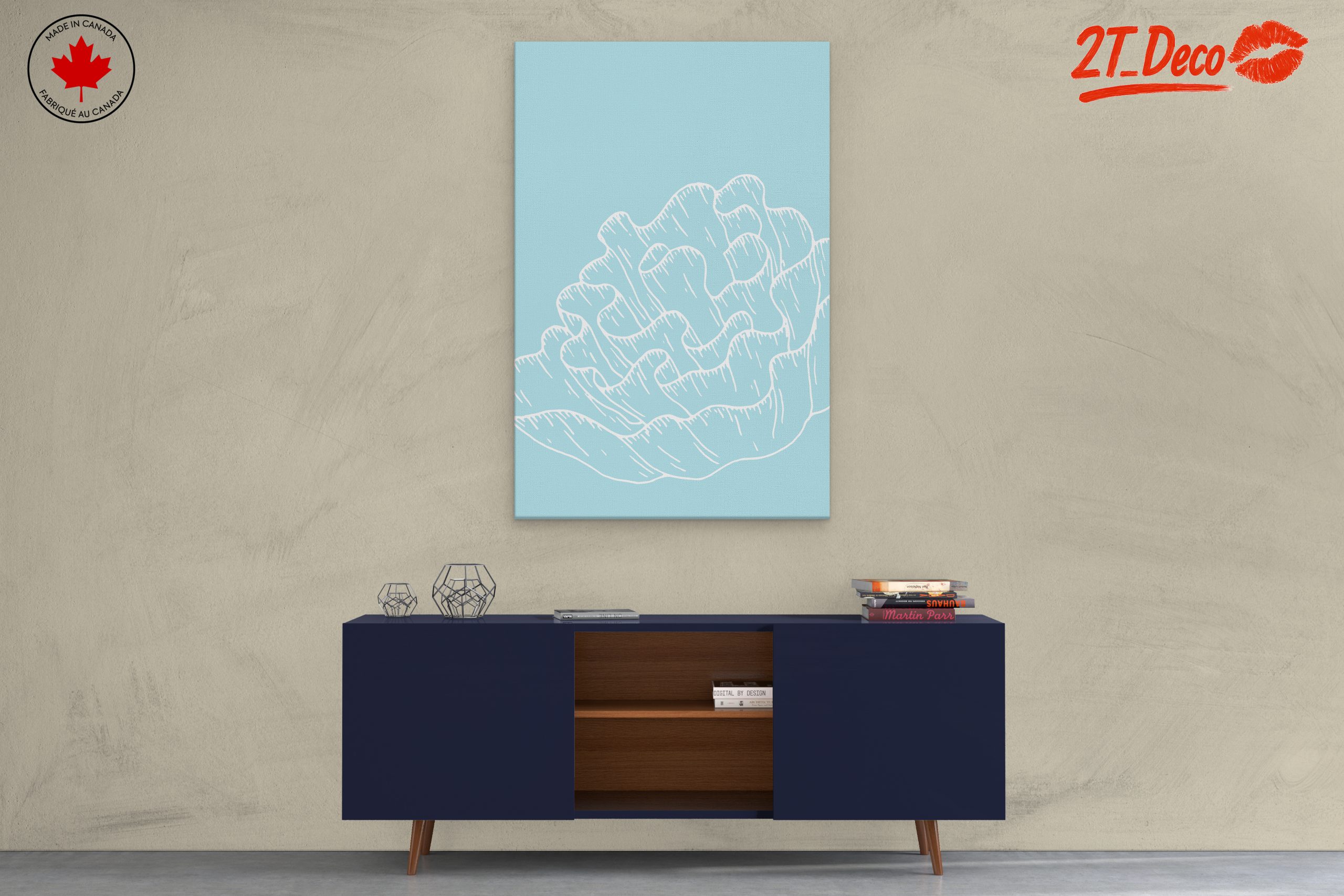 Stylized Coral Artwork in Soft Blue - Image 3