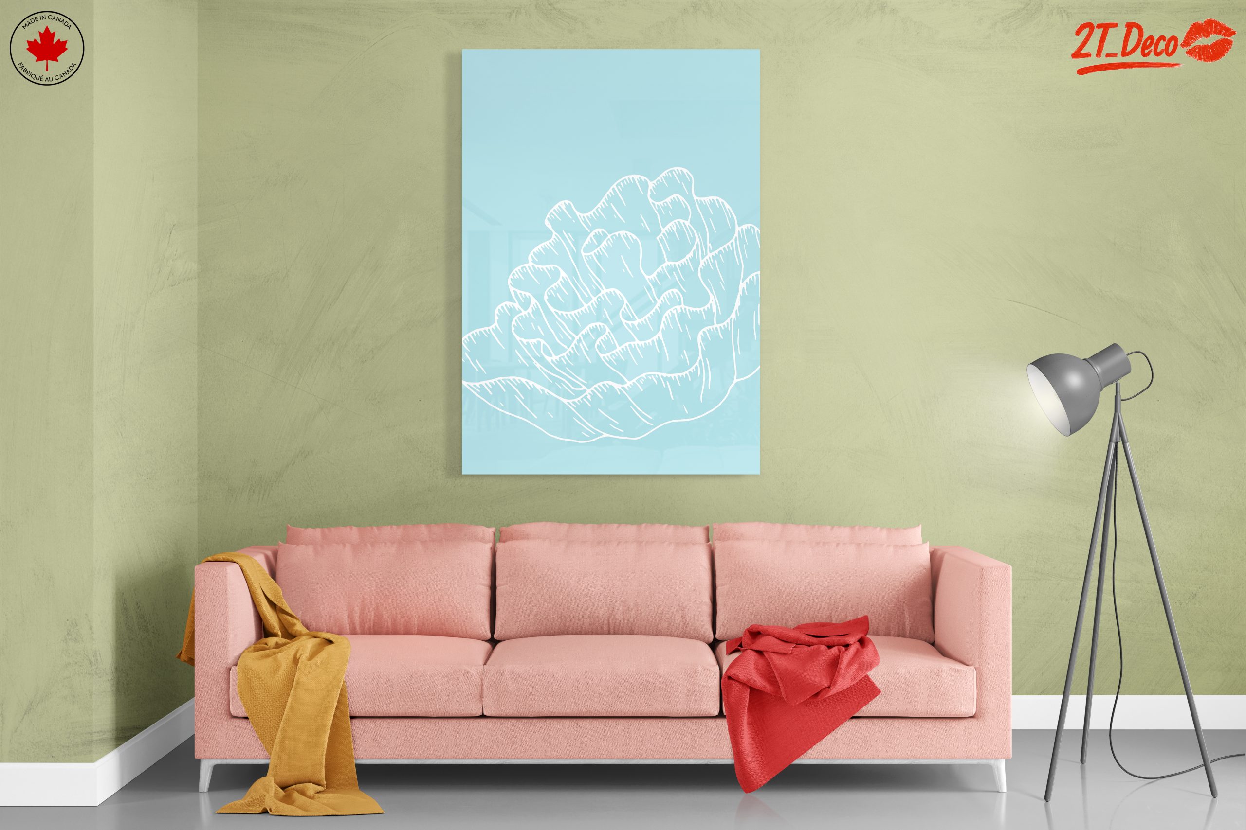 Stylized Coral Artwork in Soft Blue - Image 7