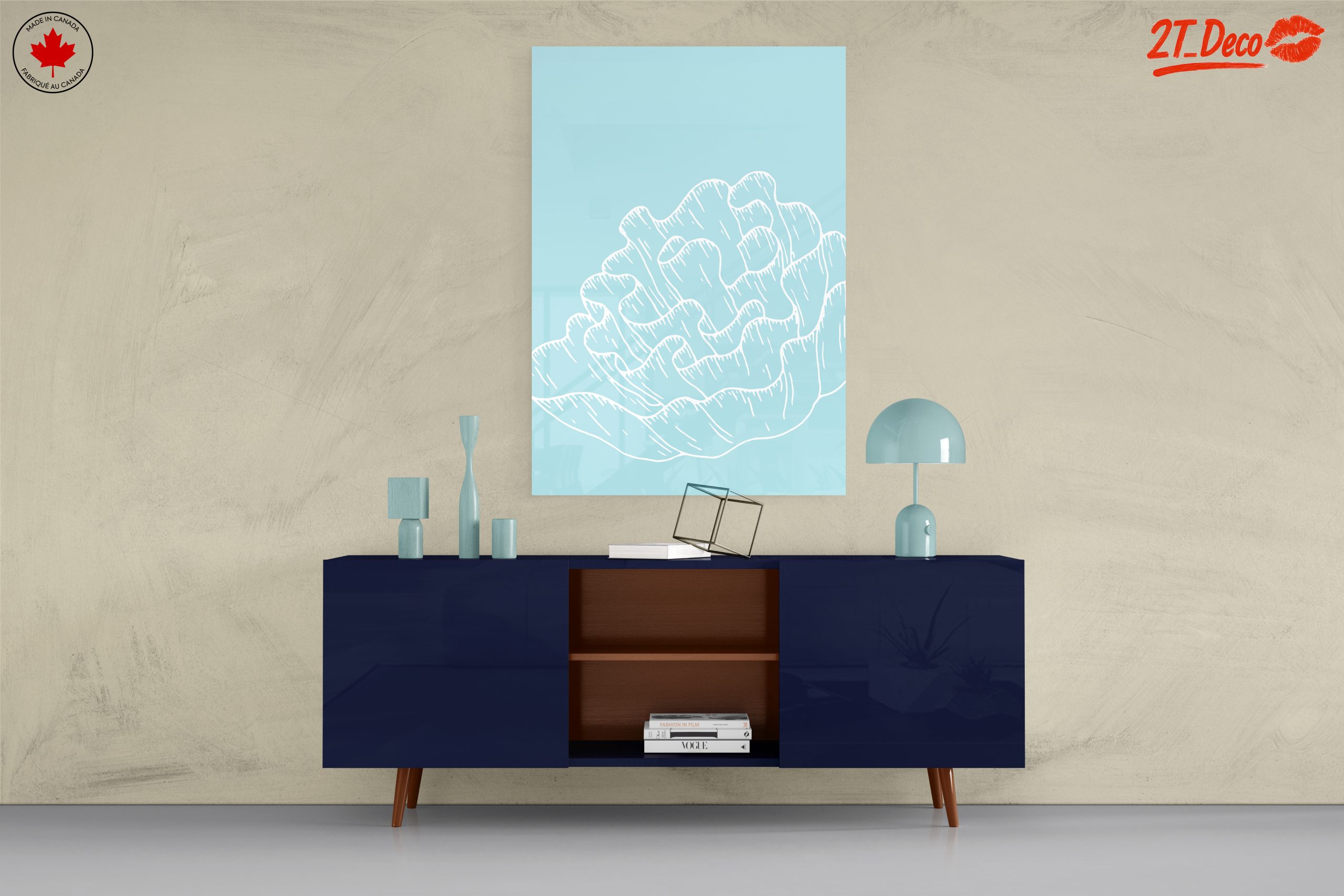 Stylized Coral Artwork in Soft Blue - Image 8