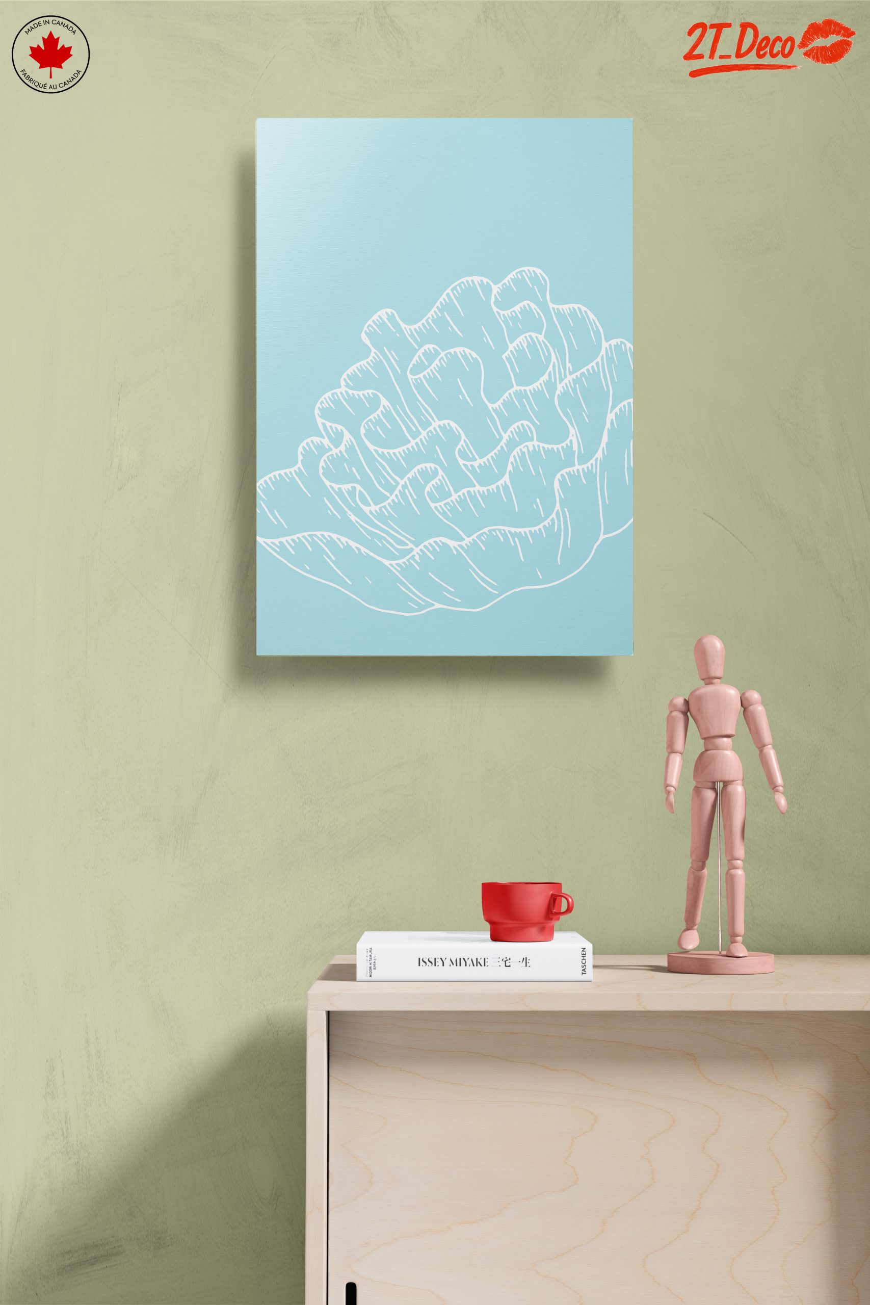 Stylized Coral Artwork in Soft Blue - Image 14