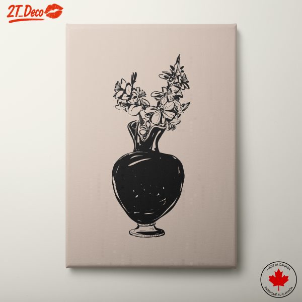 Stylized Vase with Flowers in Abstract Style