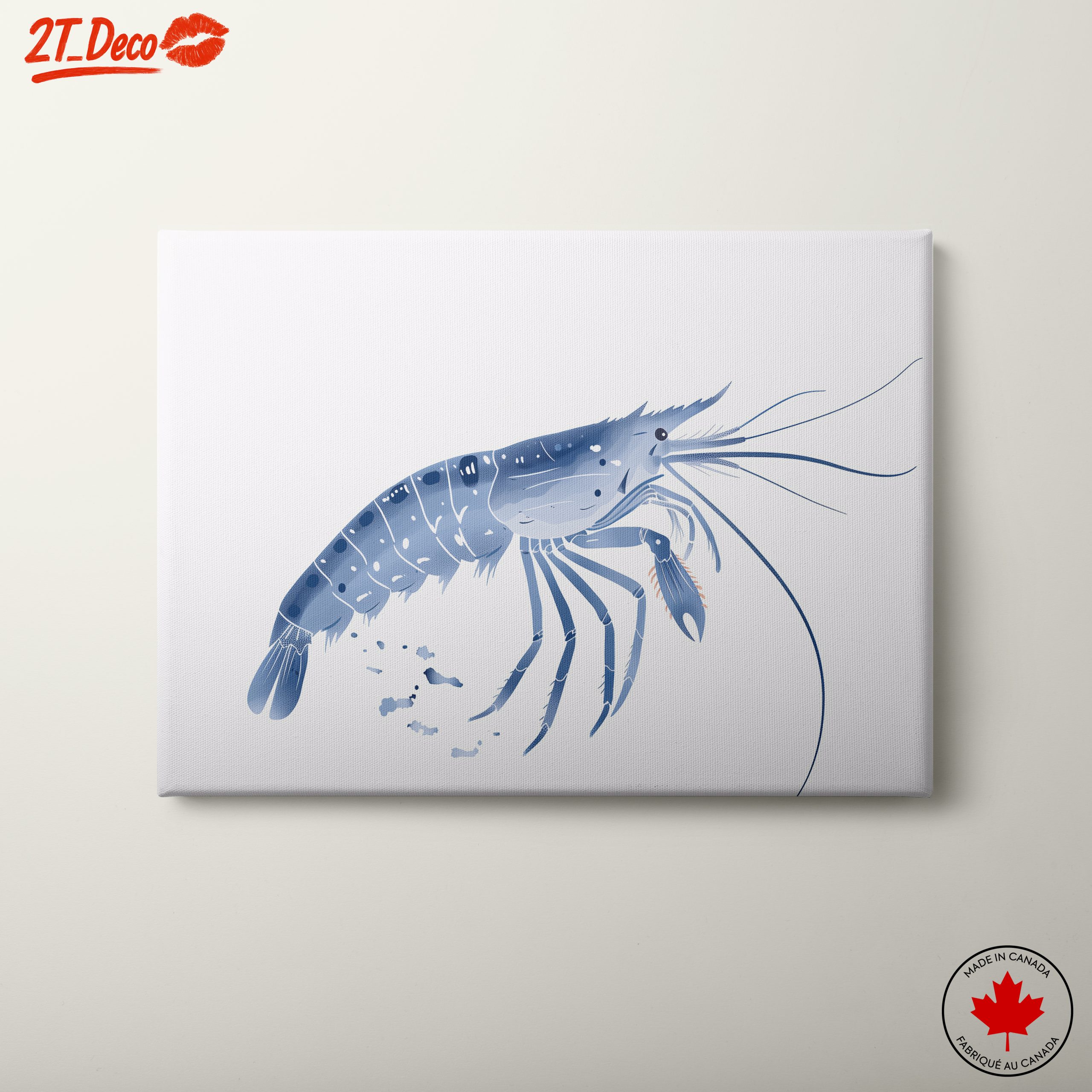 Stylized Shrimp in Abstract Marine Art