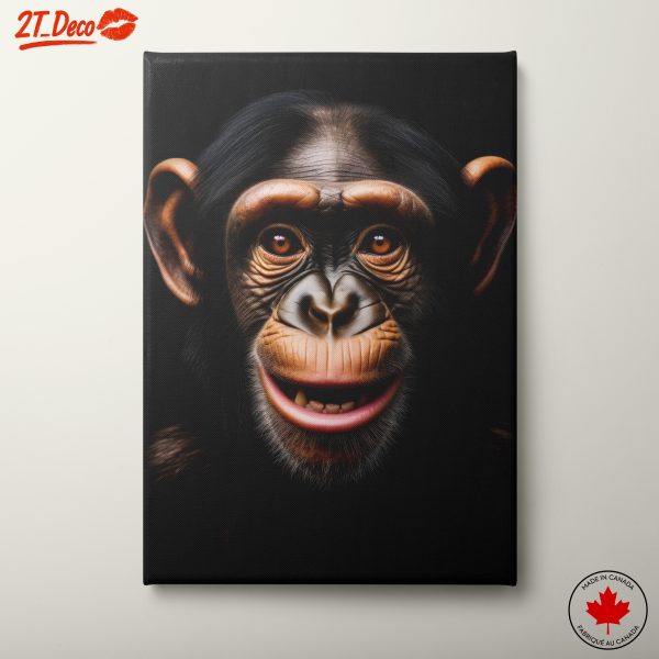 Realistic Monkey Portrait Against Black Background