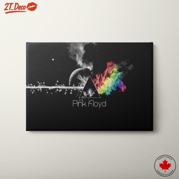Vibrant Pink Floyd Art with Rainbow Elements