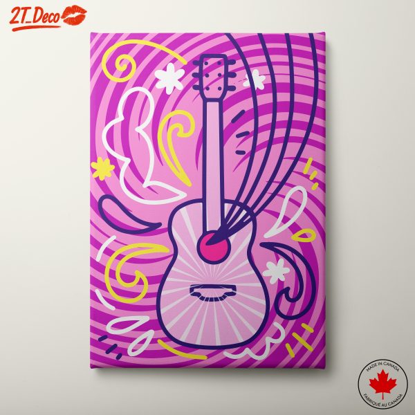 Vibrant Guitar Artwork with Abstract Swirls