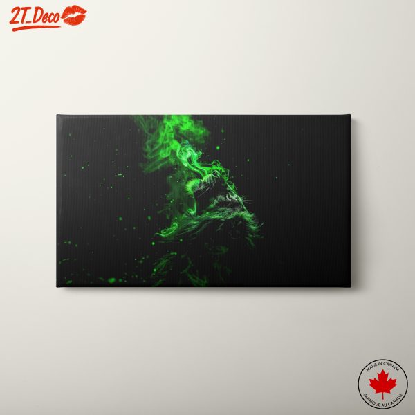 Green Neon Lion Artwork