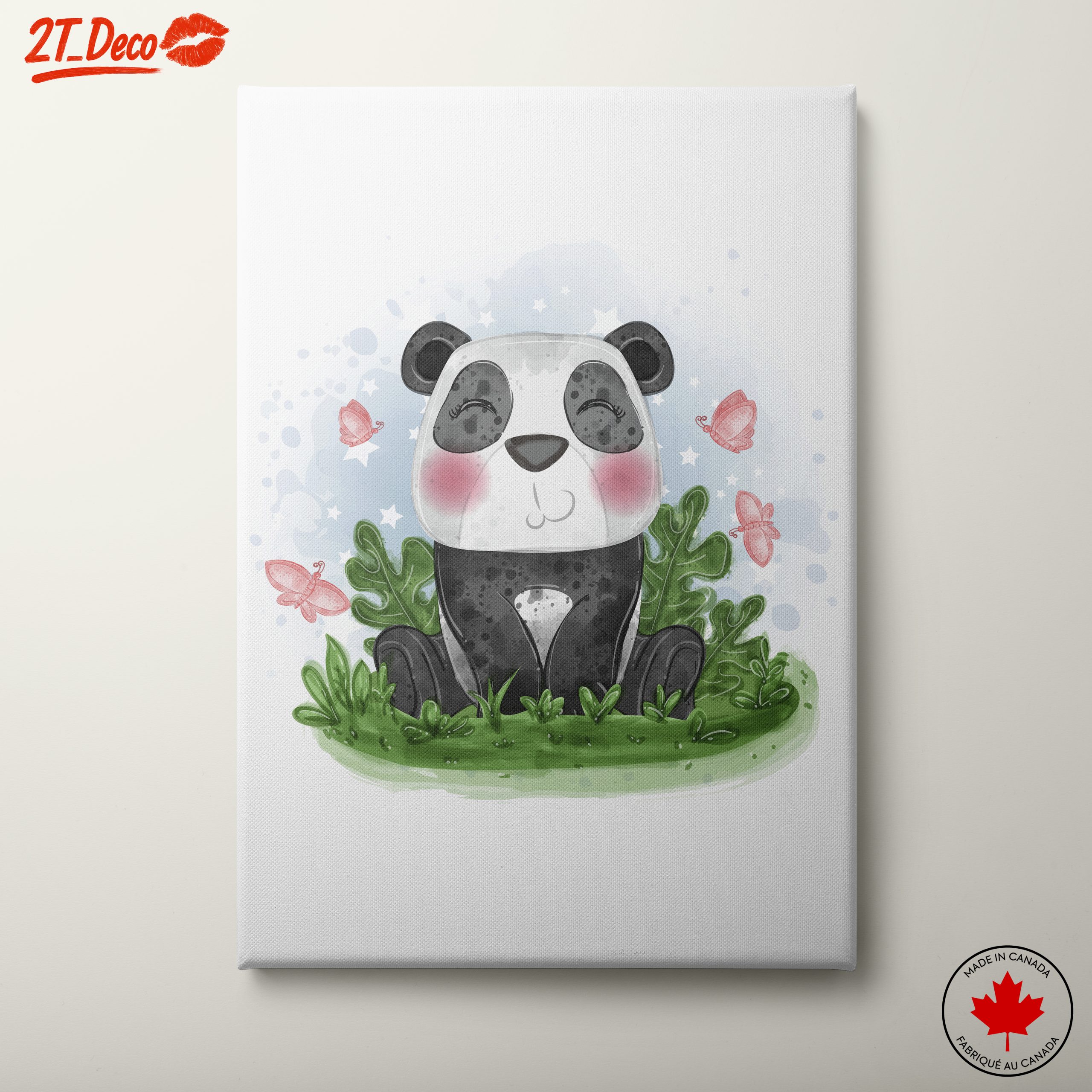 Cute Panda Surrounded by Butterflies