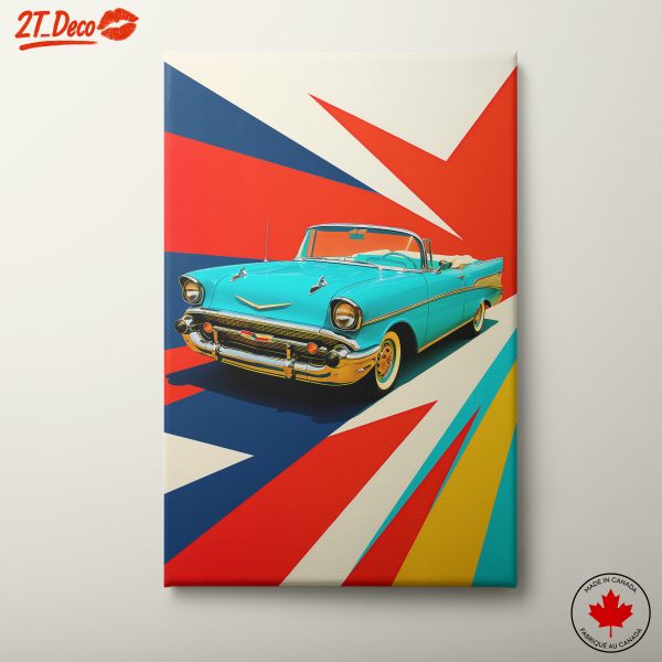 Vintage Convertible Car With Colorful Background