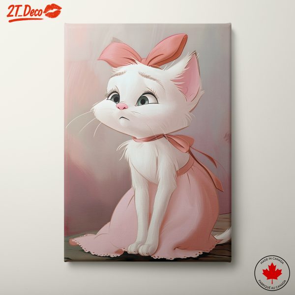 Cute Cat Character With Ribbon