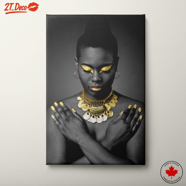 Striking Afrocentric Art with Gold Accents