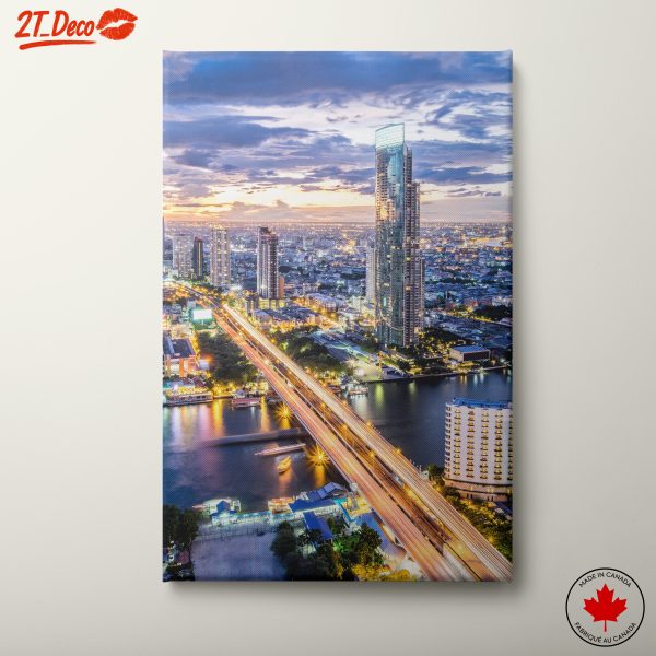 Aerial Cityscape at Sunset