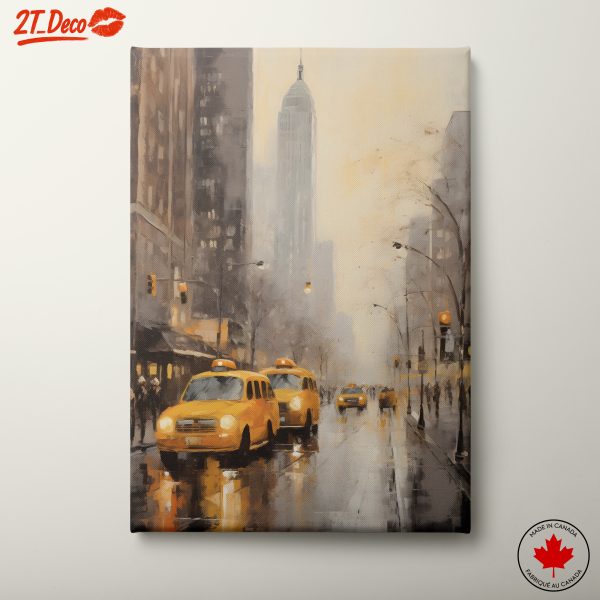City Scene with Yellow Taxis in New York