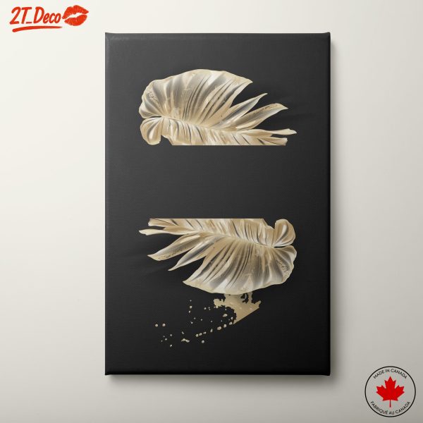 Stylized Gold Tropical Leaves Art