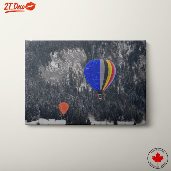 Hot Air Balloons in Snowy Landscape
