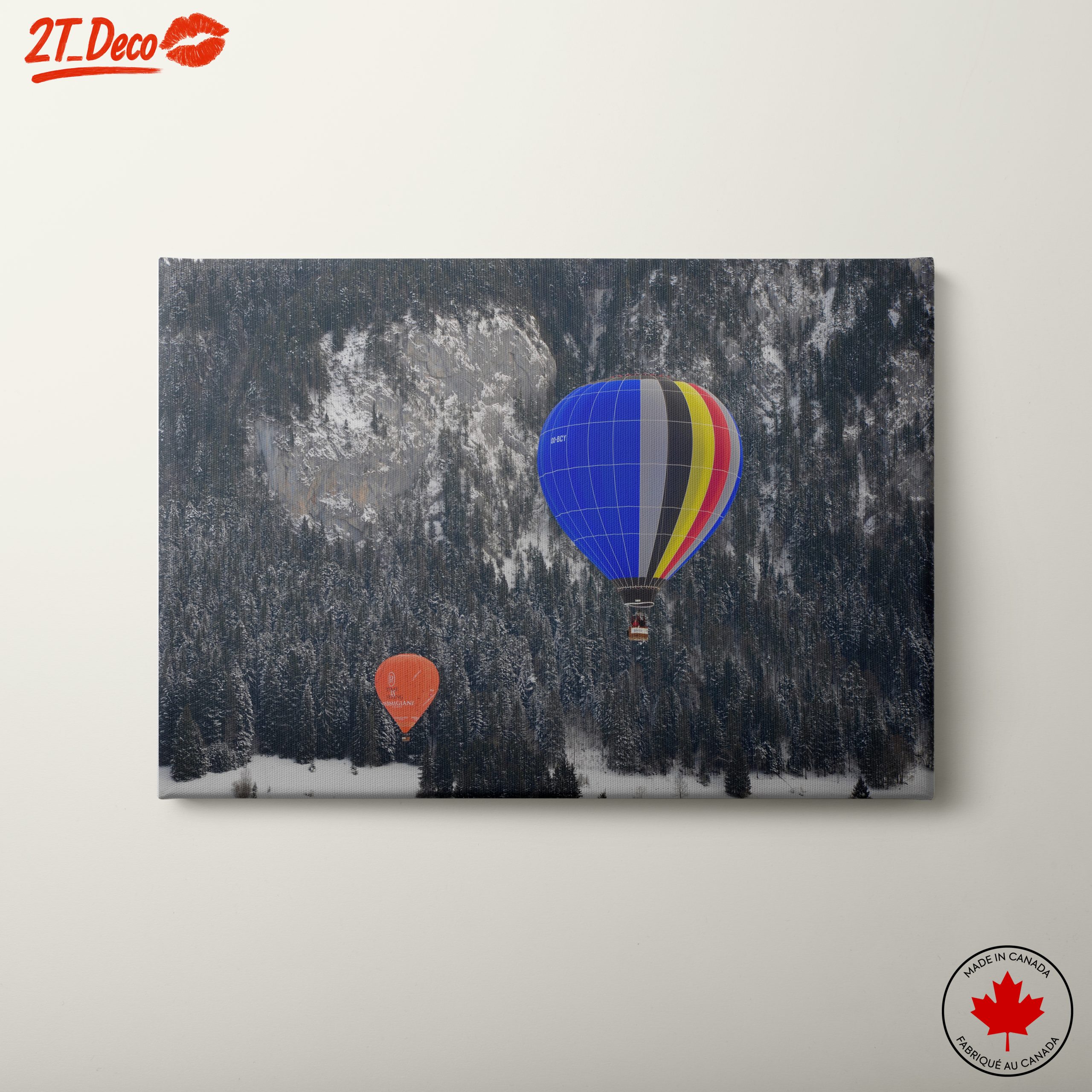 Hot Air Balloons in Snowy Landscape