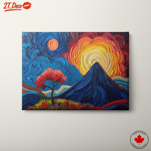Vibrant Abstract Landscape with Bold Sun