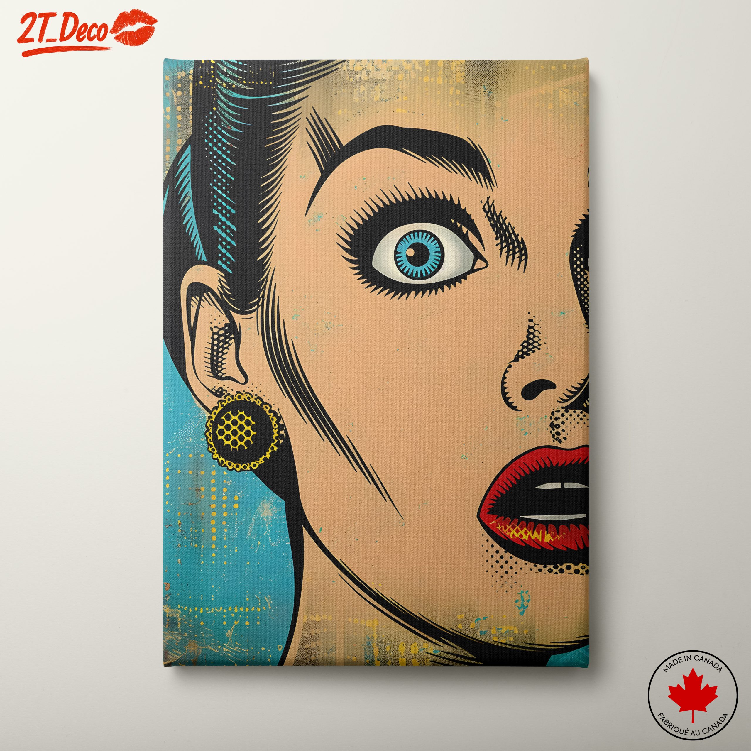 Bold Pop Art Portrait of a Surprised Woman