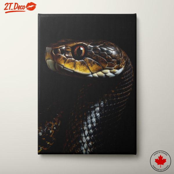 Detailed Snake Portrait on Black Background