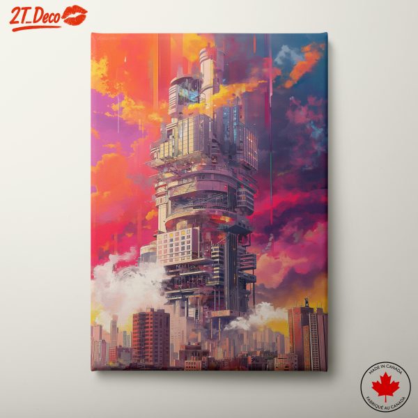 Futuristic Cityscape with Dramatic Sky