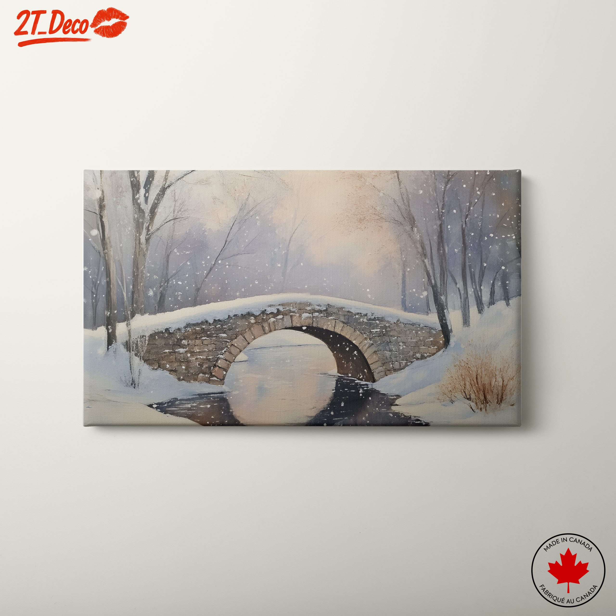 Snowy Winter Landscape with Bridge