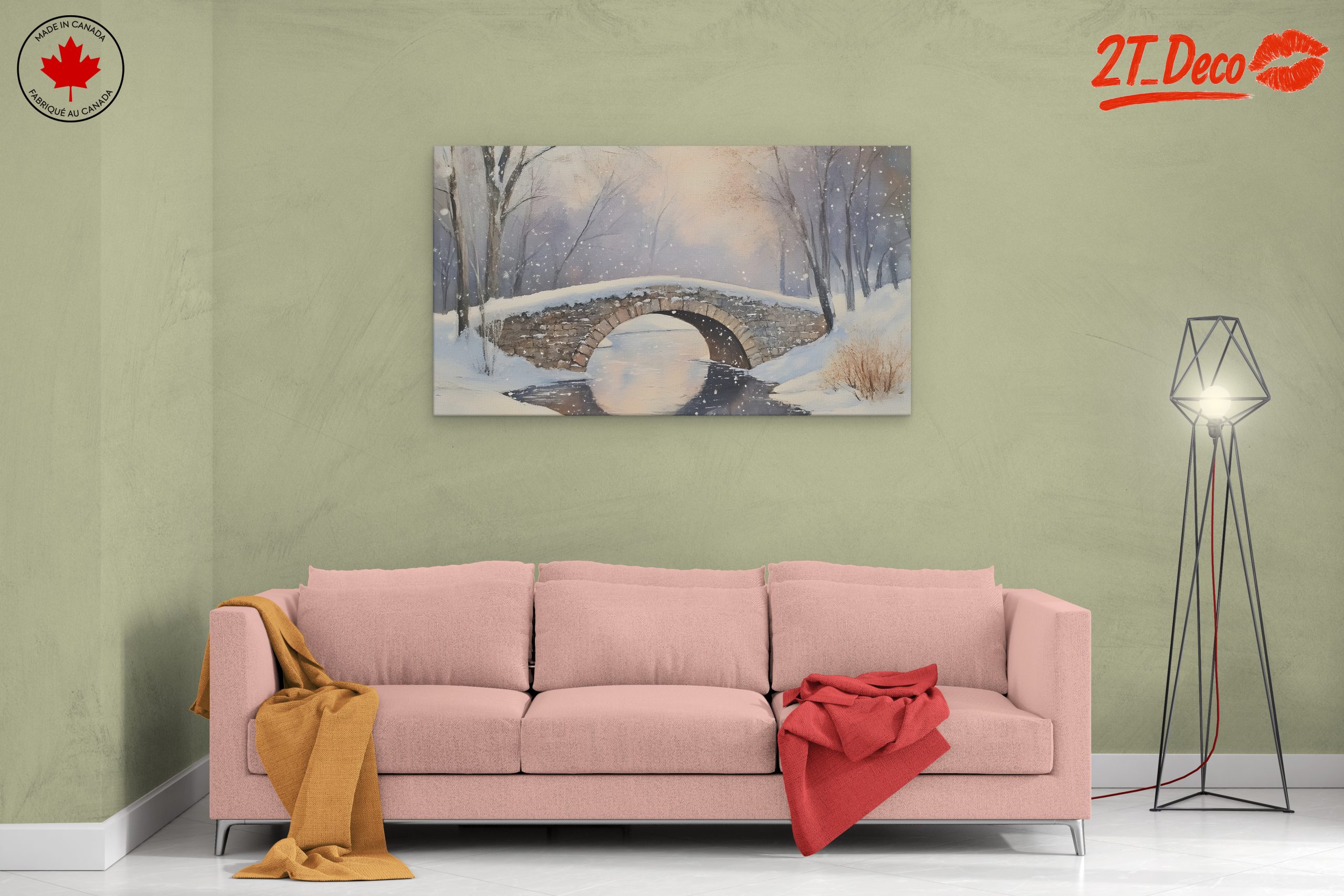 Snowy Winter Landscape with Bridge - Image 2