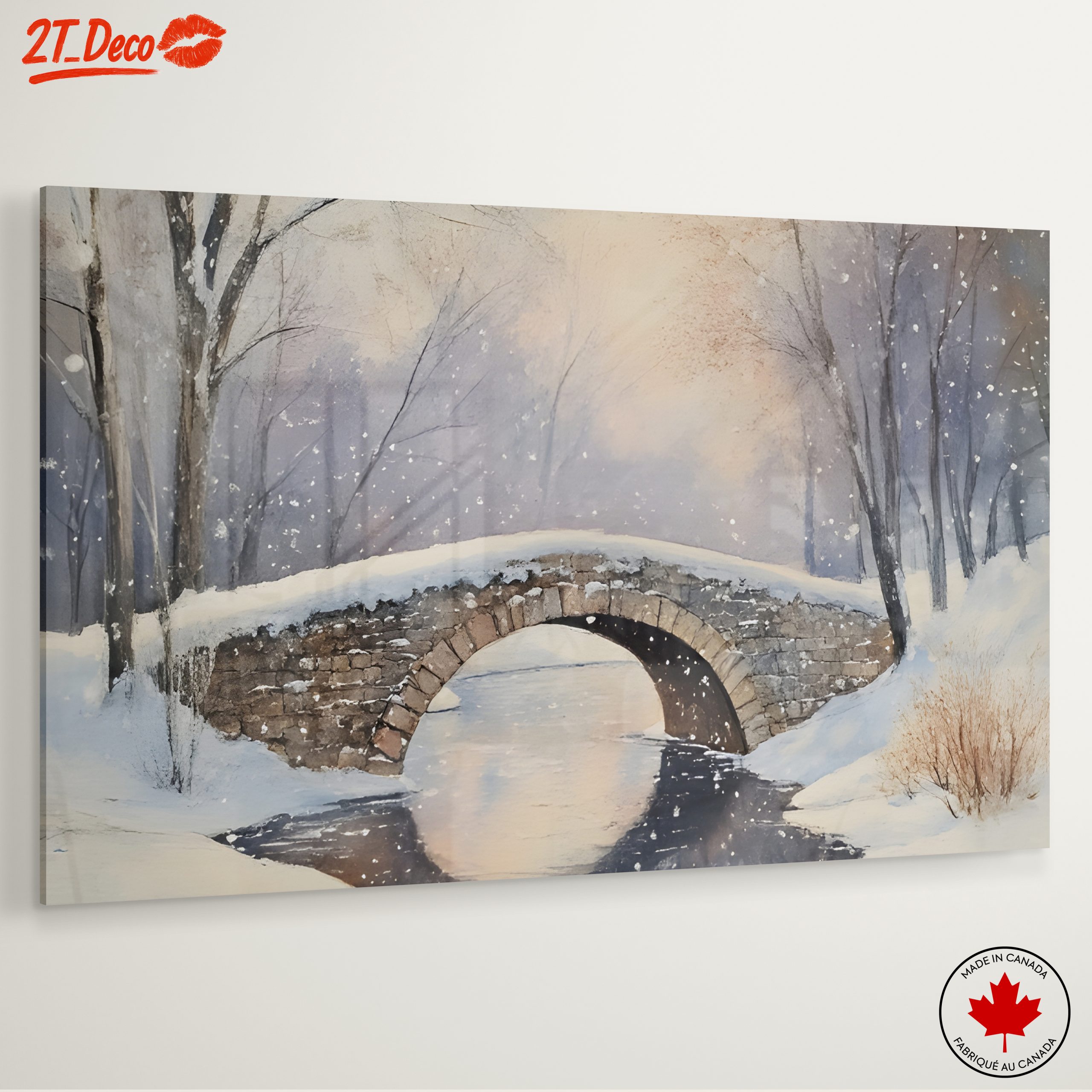 Snowy Winter Landscape with Bridge - Image 6