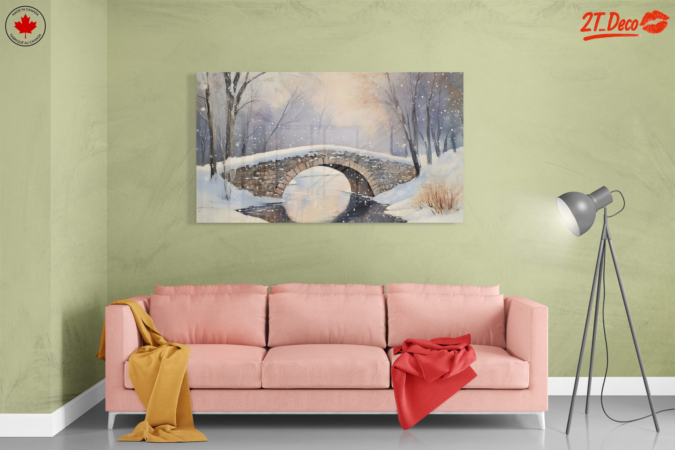 Snowy Winter Landscape with Bridge - Image 7
