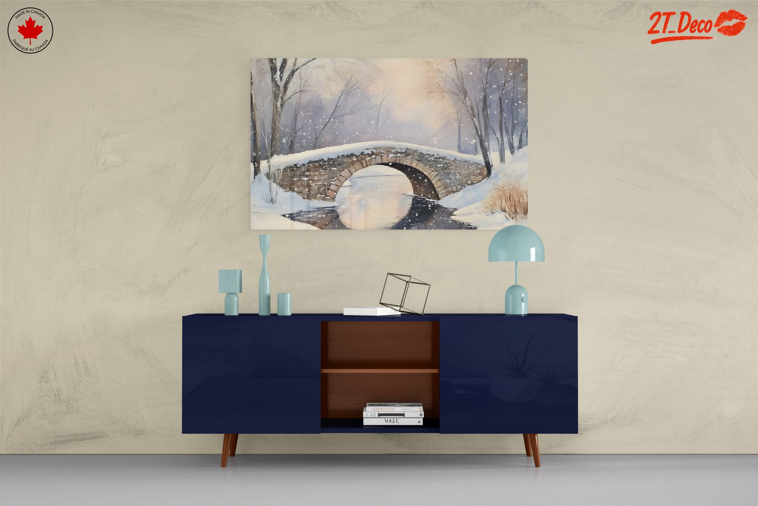 Snowy Winter Landscape with Bridge - Image 8