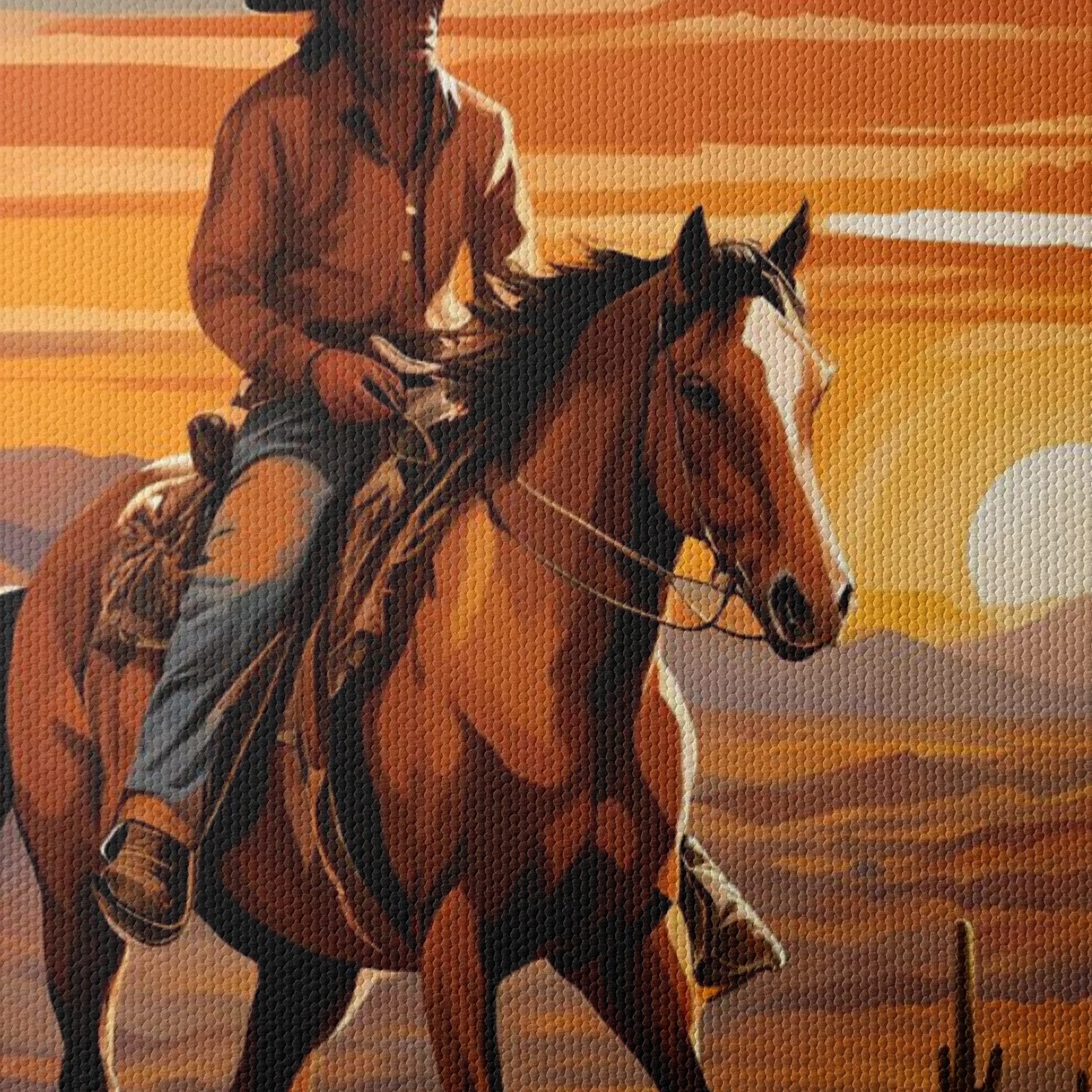 Cowboy Riding Through Desert Sunset - Image 4