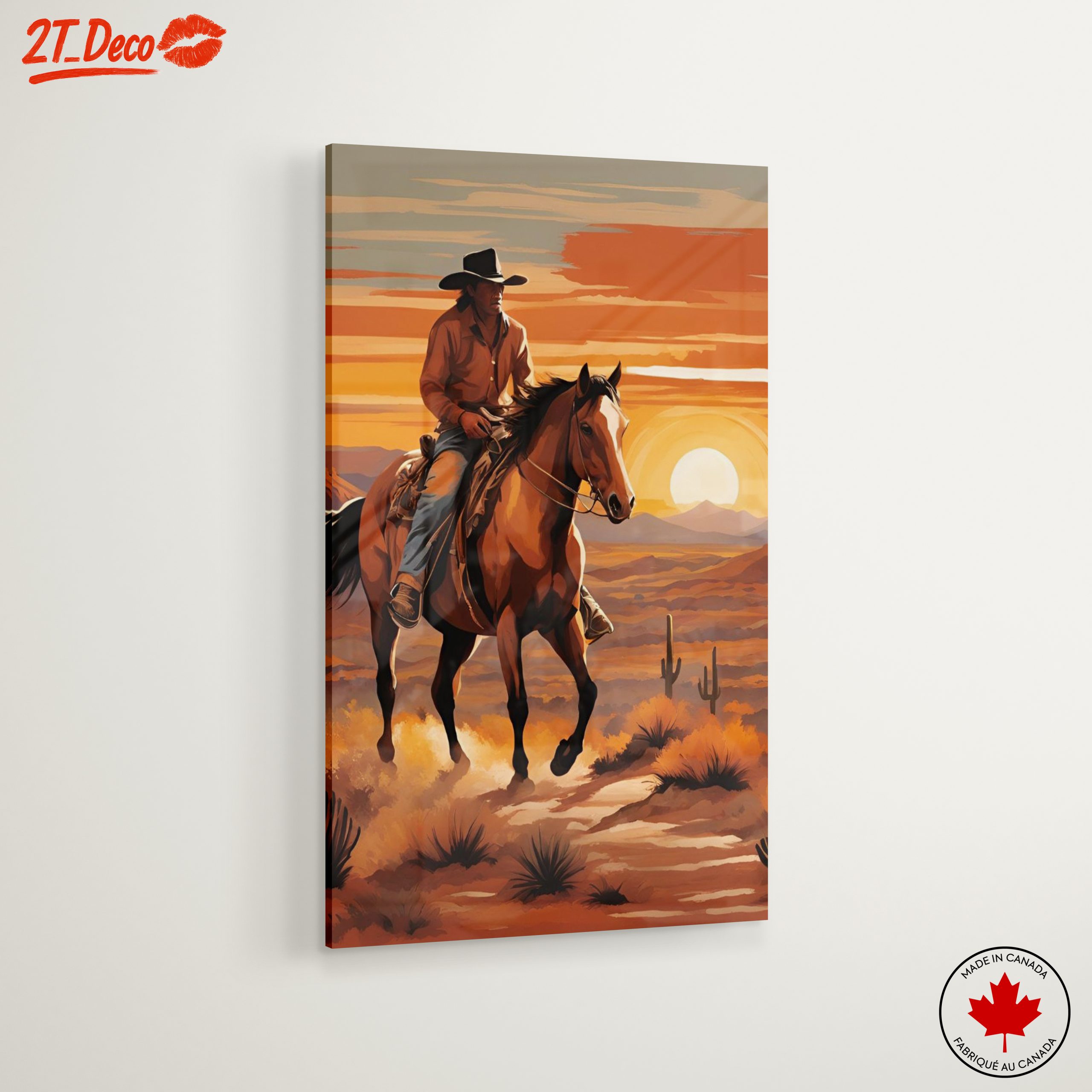 Cowboy Riding Through Desert Sunset - Image 6