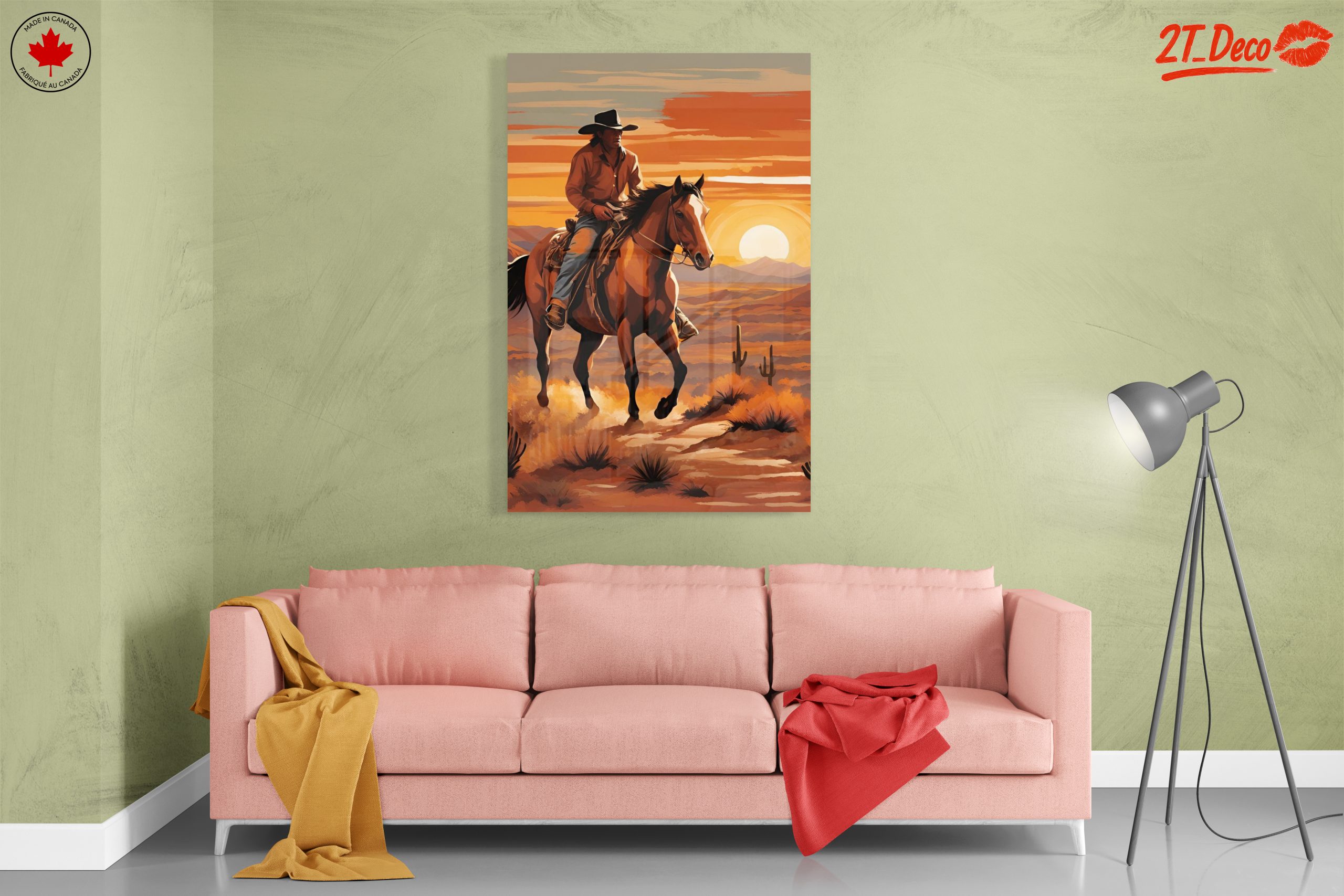Cowboy Riding Through Desert Sunset - Image 7