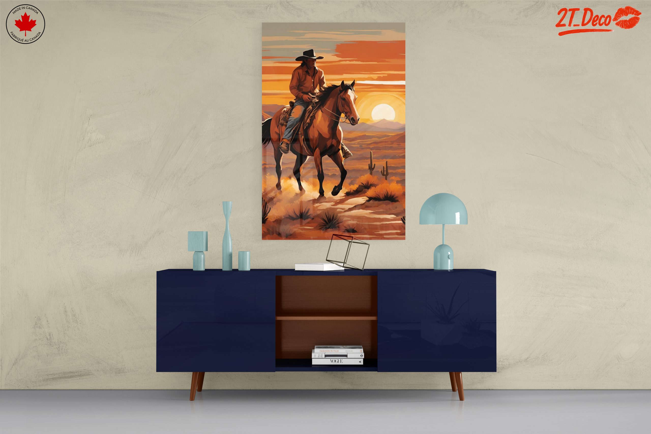 Cowboy Riding Through Desert Sunset - Image 8