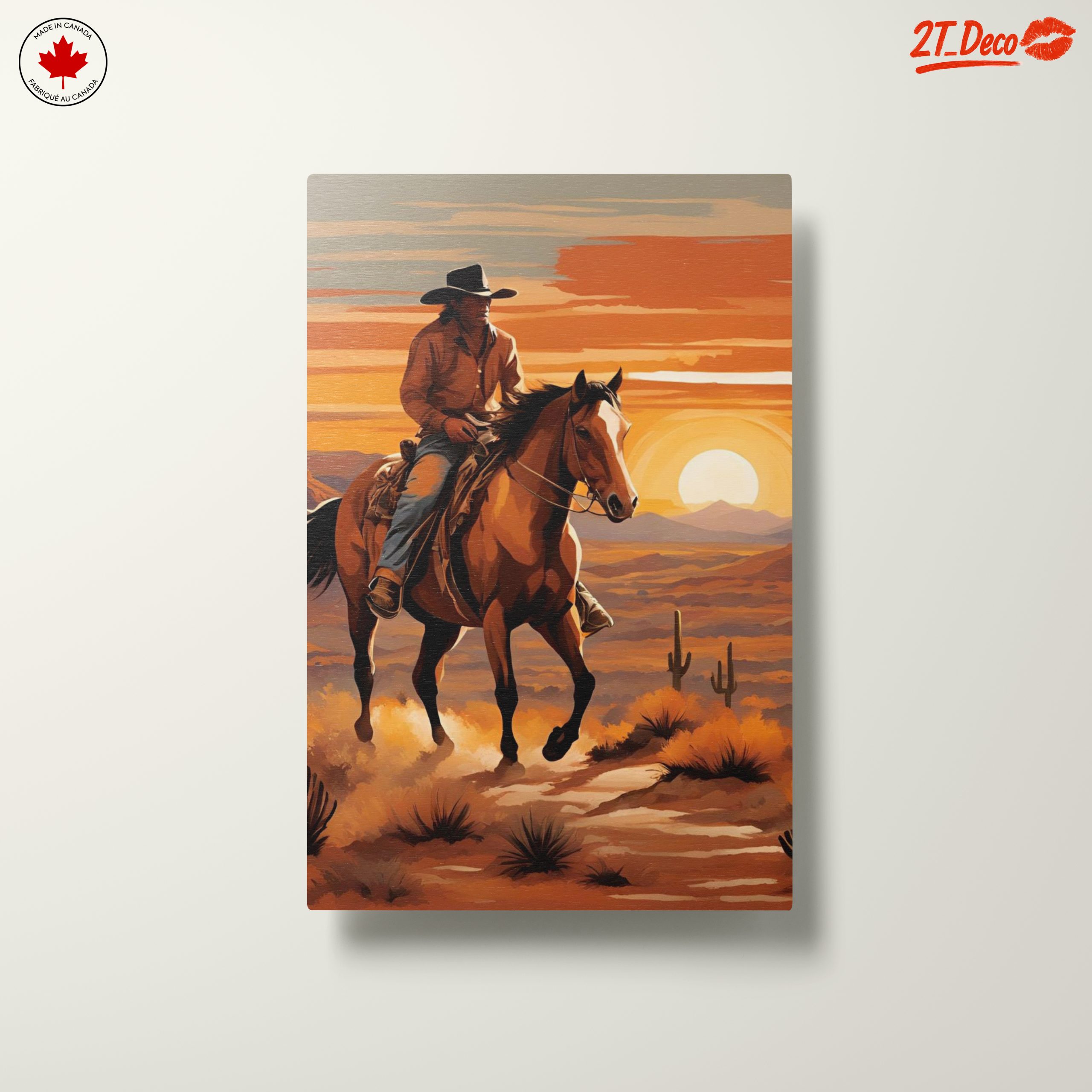 Cowboy Riding Through Desert Sunset - Image 10