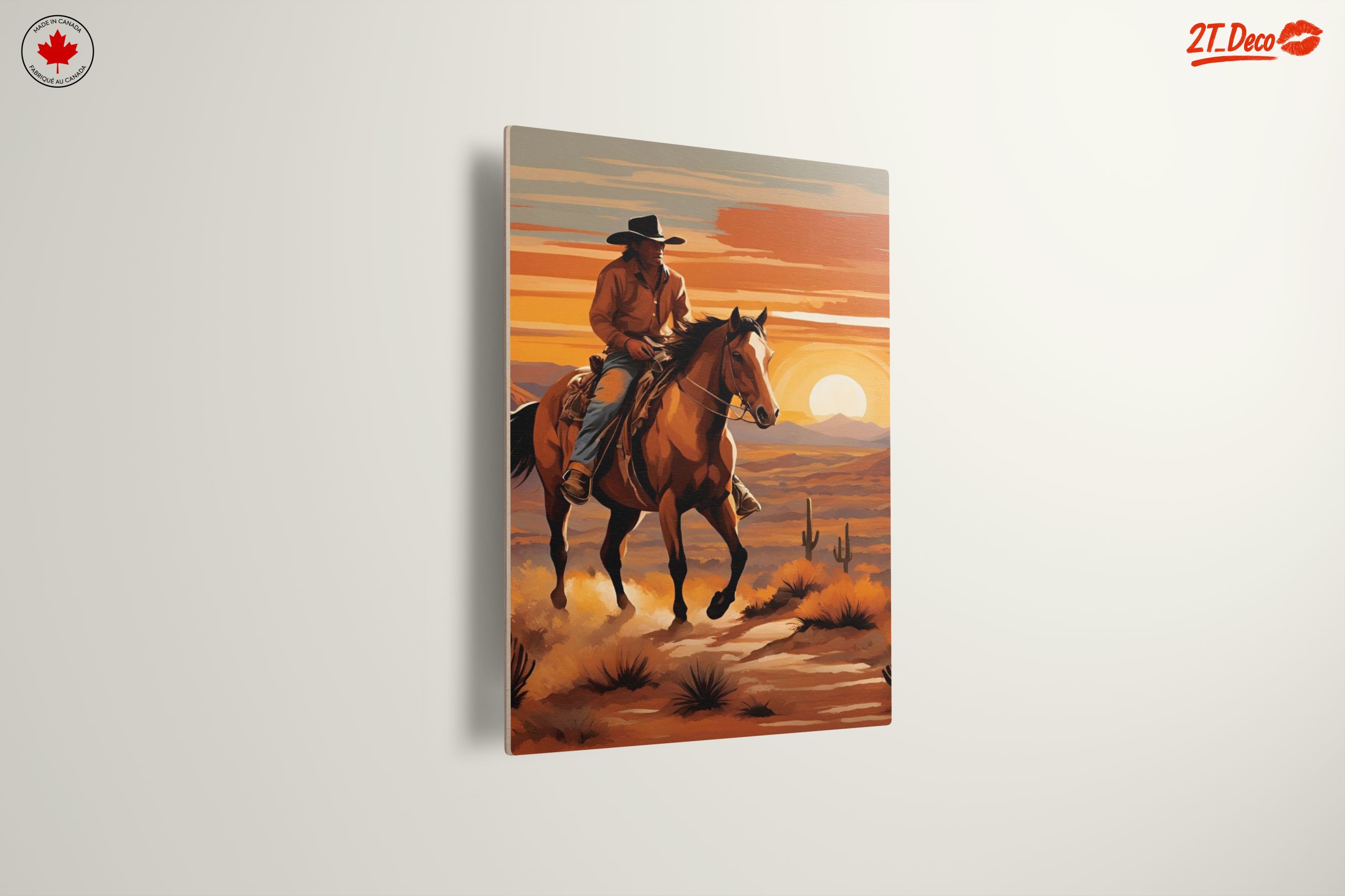 Cowboy Riding Through Desert Sunset - Image 13