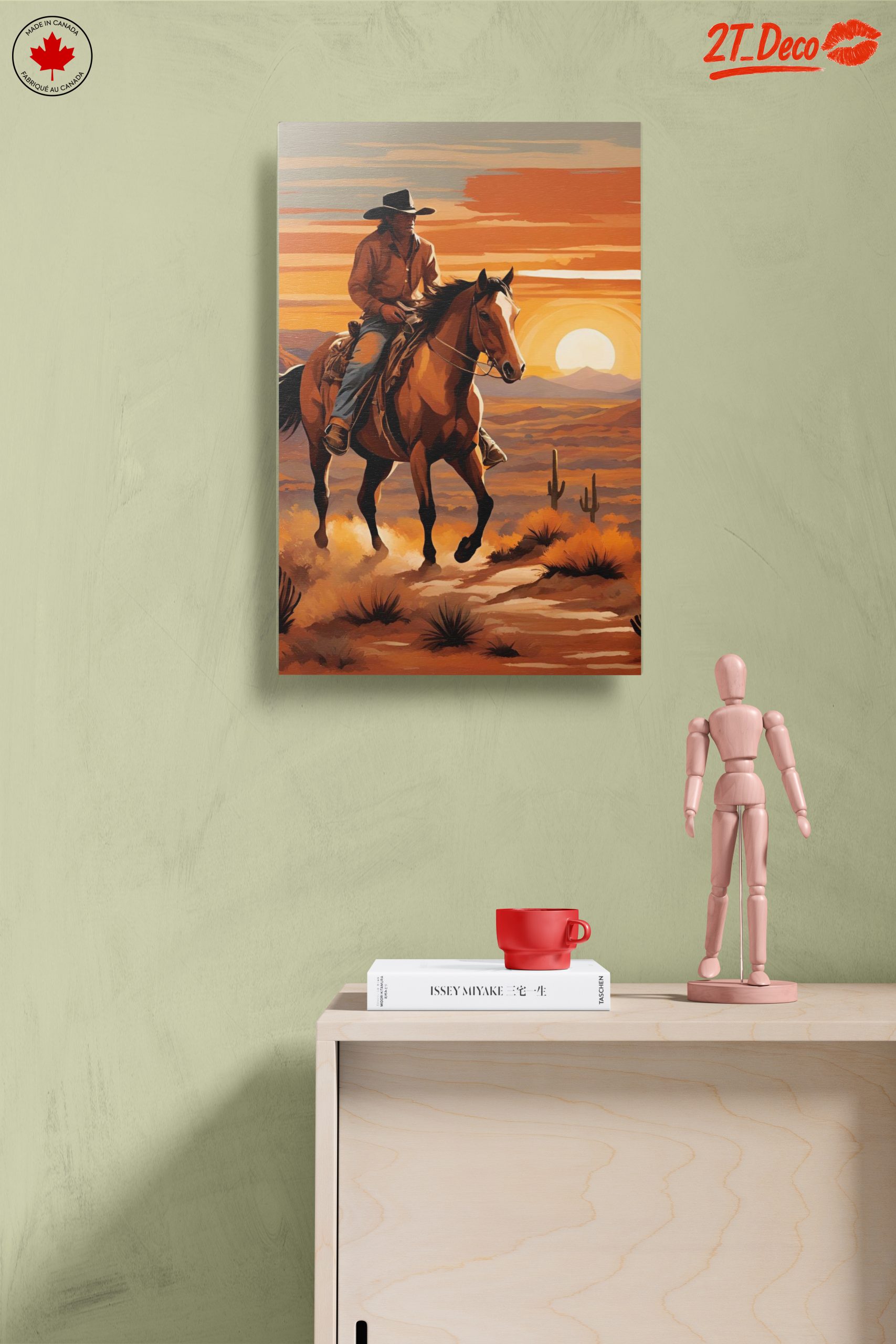 Cowboy Riding Through Desert Sunset - Image 14