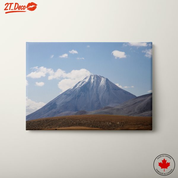 Dramatic Volcano Landscape Under Blue Sky