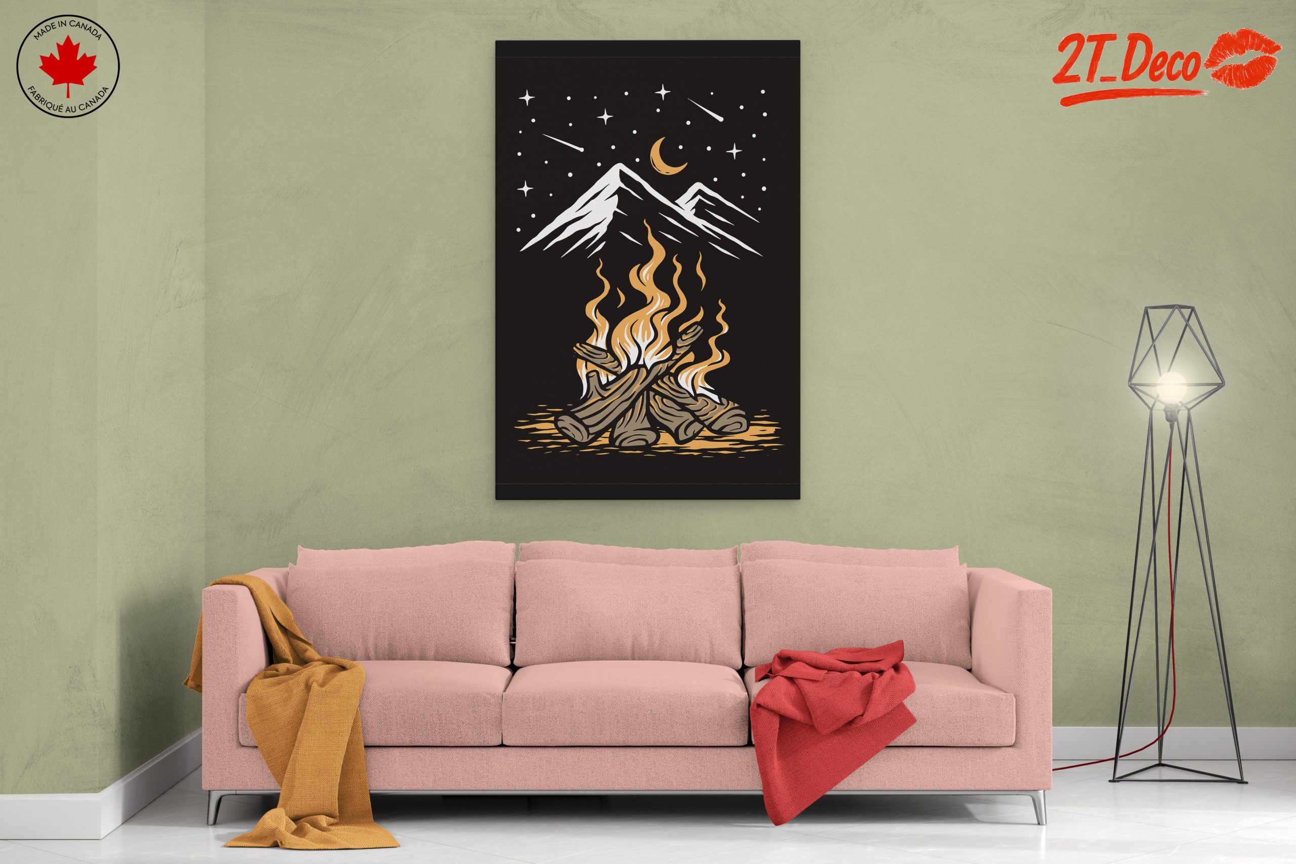 Stylized Campfire Illustration With Mountains - Image 2