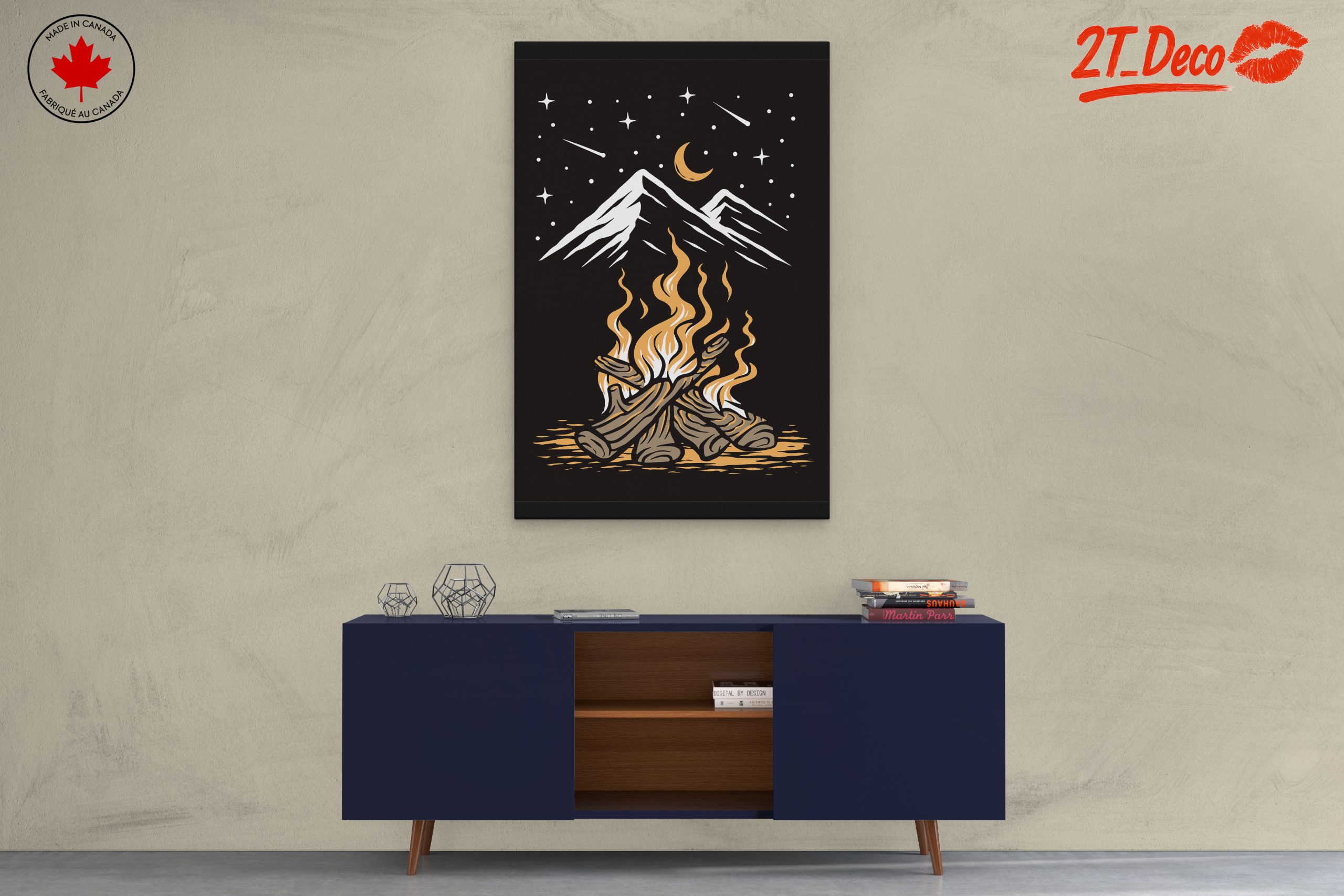 Stylized Campfire Illustration With Mountains - Image 3