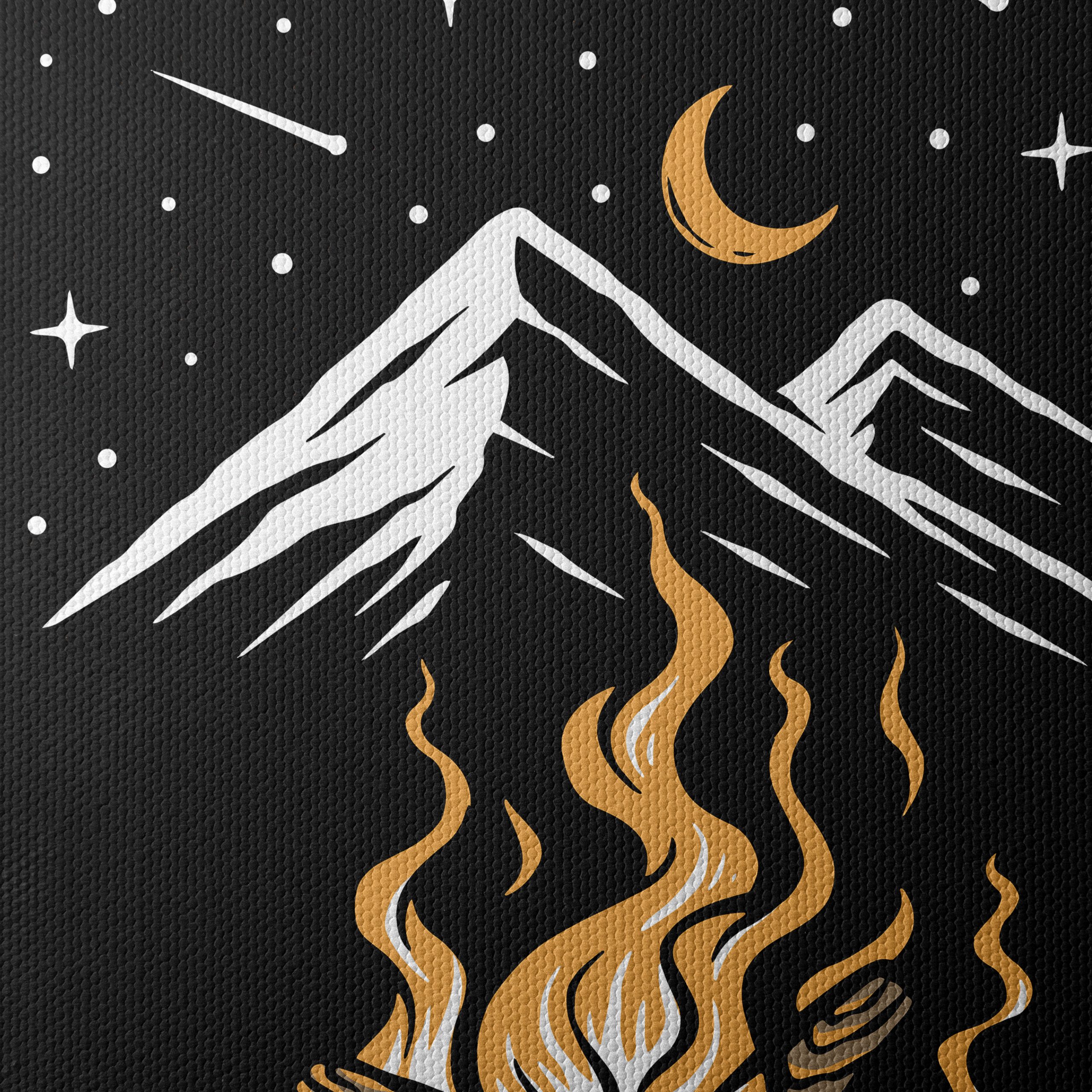 Stylized Campfire Illustration With Mountains - Image 4