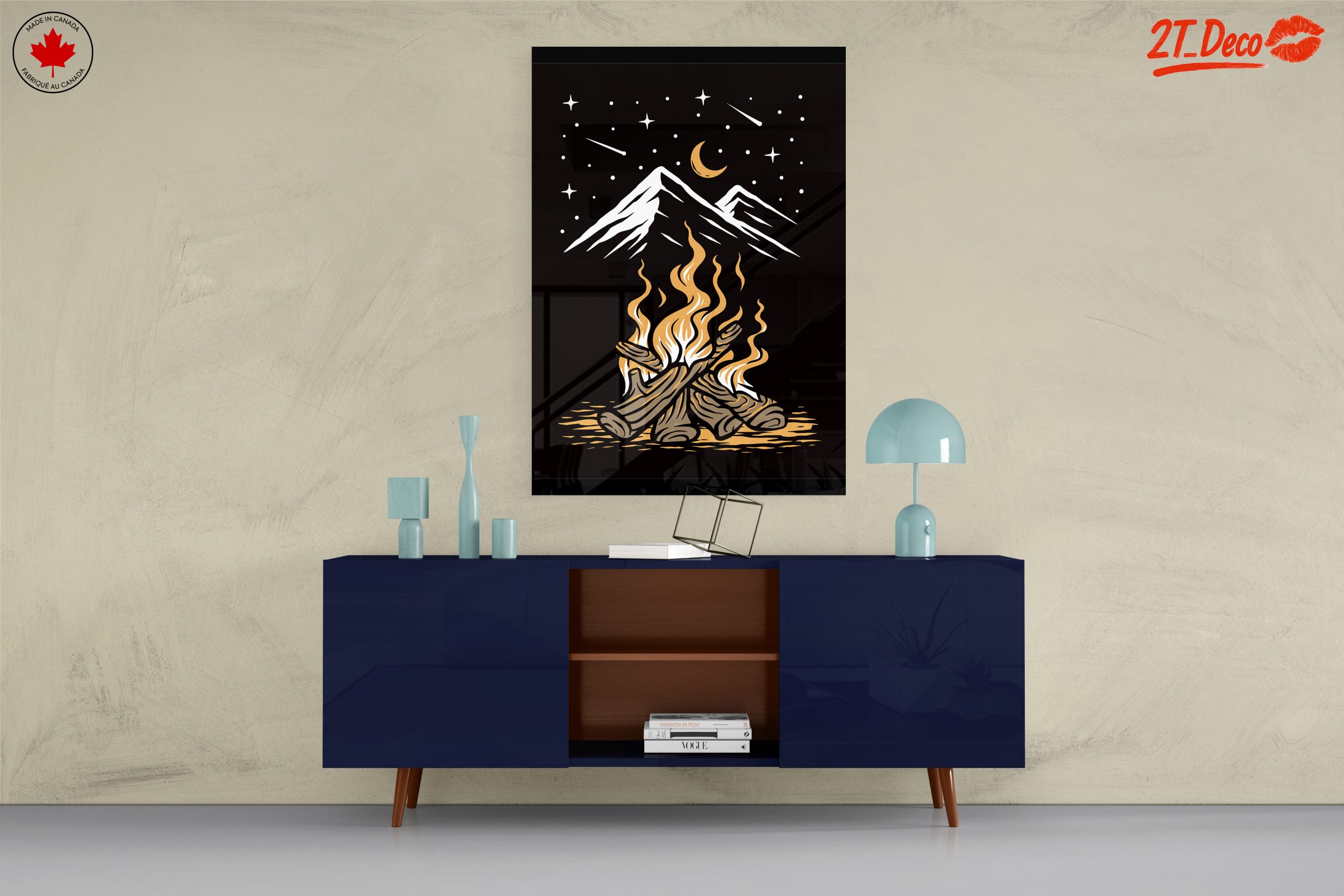 Stylized Campfire Illustration With Mountains - Image 8