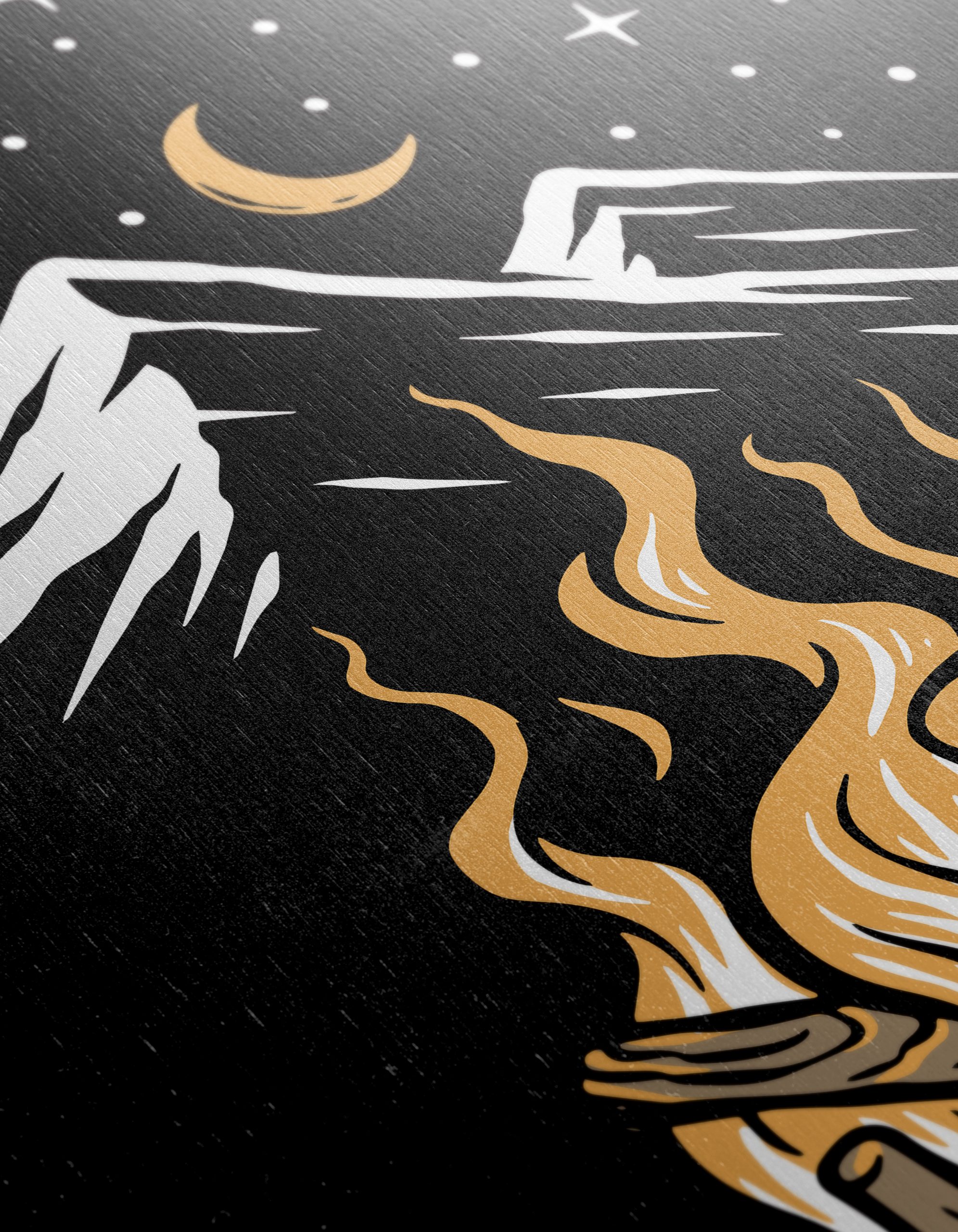 Stylized Campfire Illustration With Mountains - Image 12