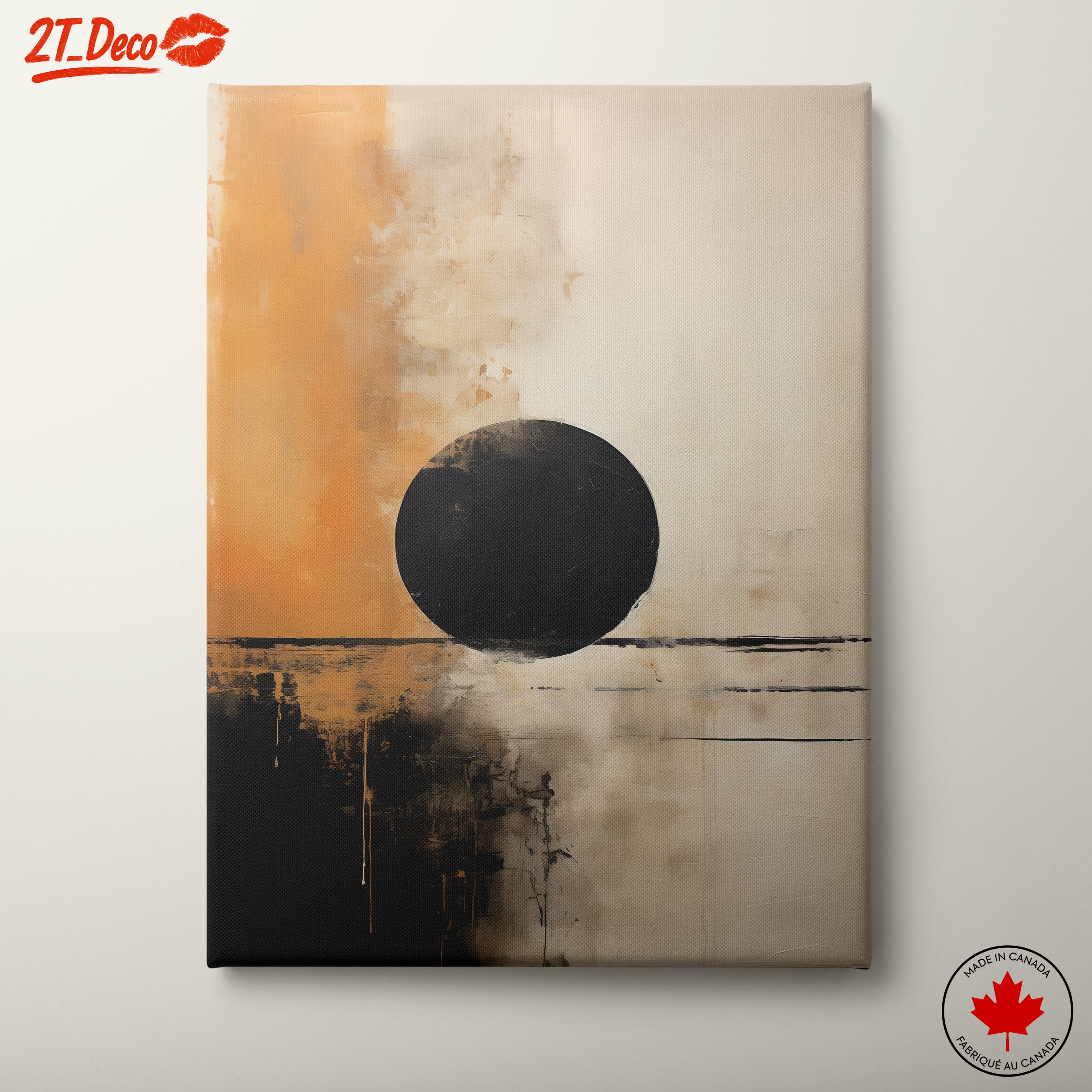 Bold Abstract Art with Black Circle