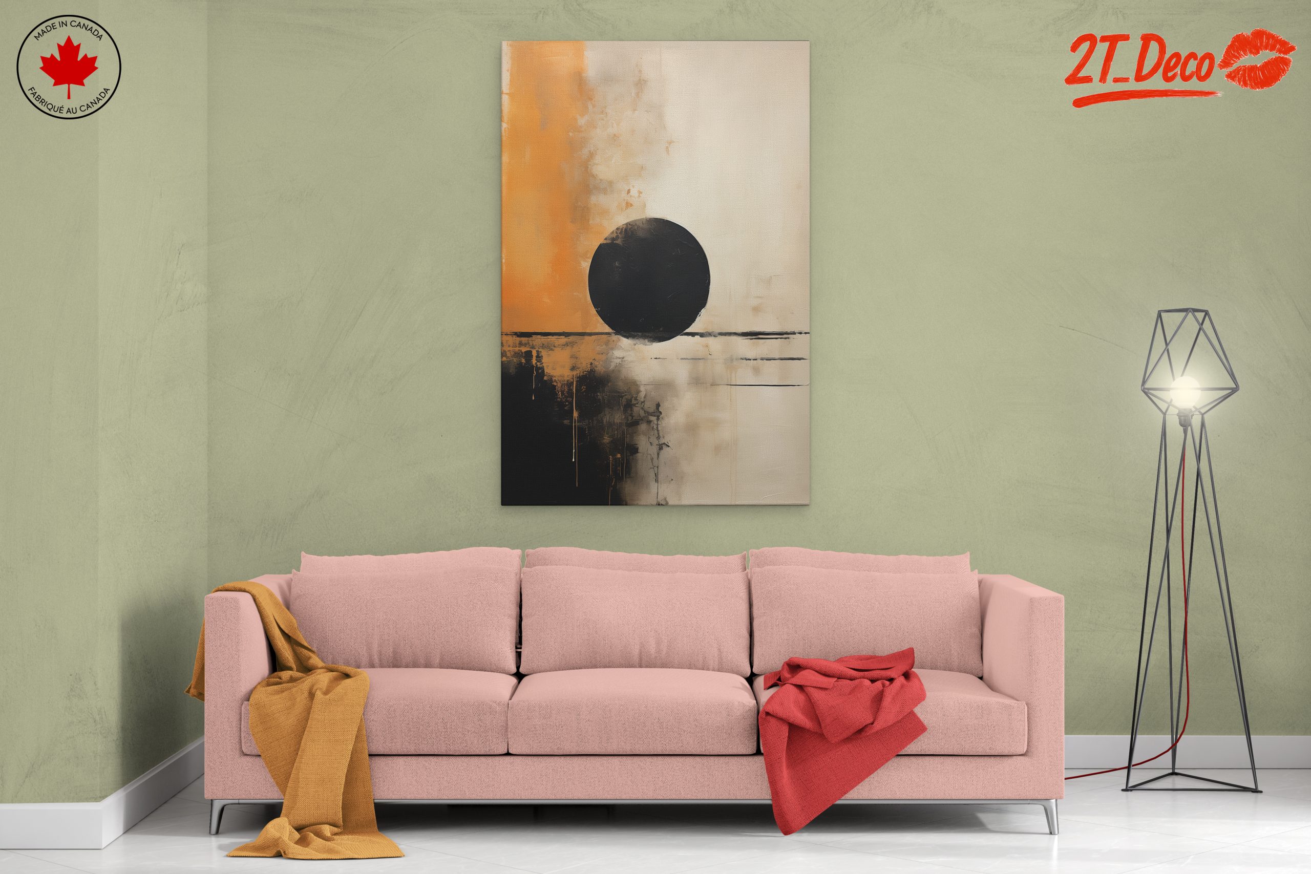 Bold Abstract Art with Black Circle - Image 2