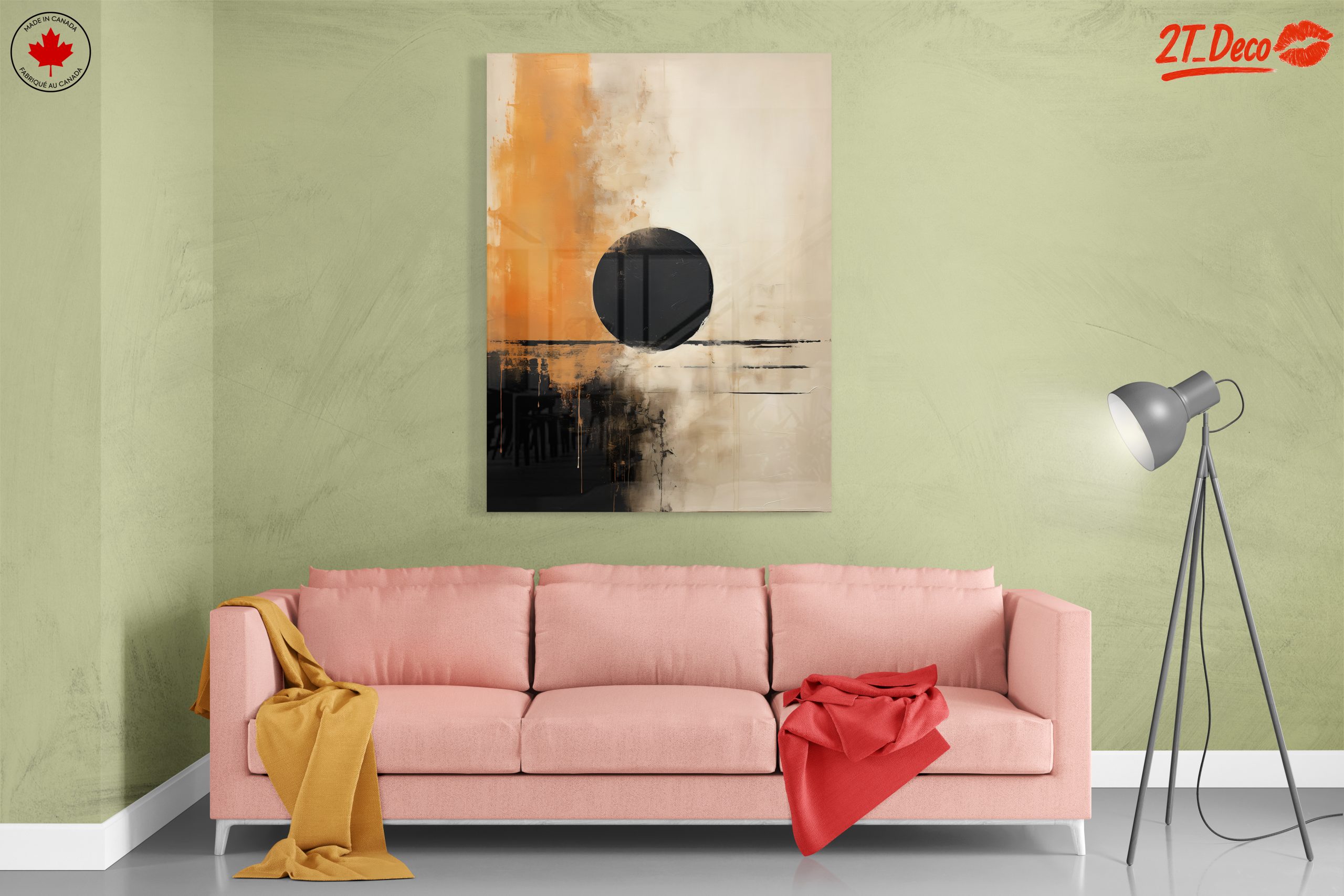 Bold Abstract Art with Black Circle - Image 7