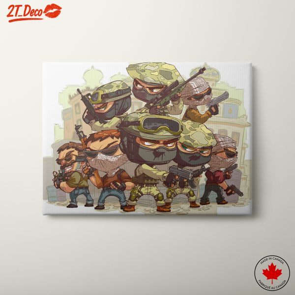 Cartoon Style Military Characters Art