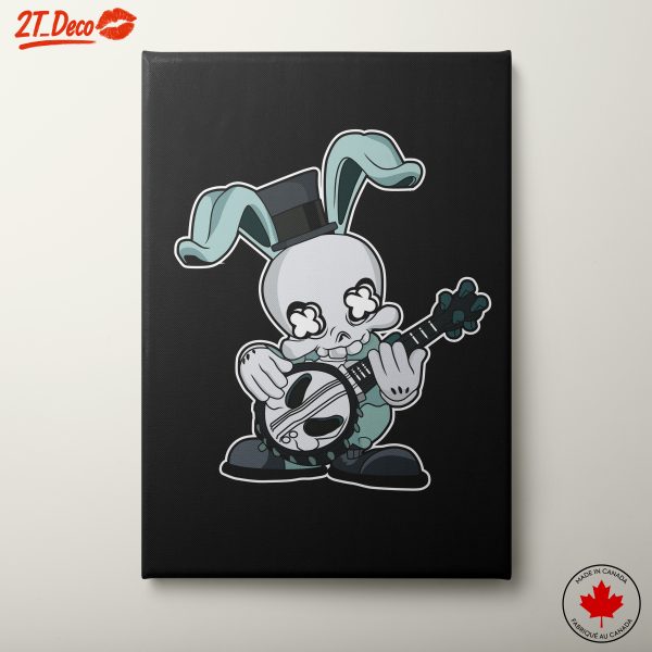 Cute Skeleton Bunny Playing Banjo Art